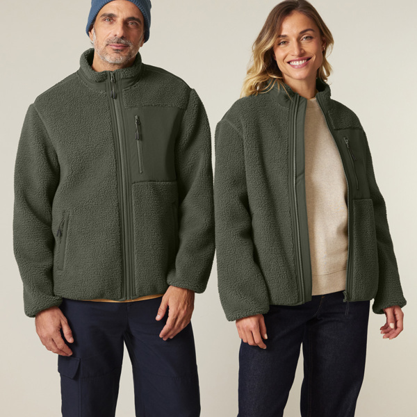 Brooker - Unisex Recycled Relaxed Fit Sherpa Jacket Thumbnail