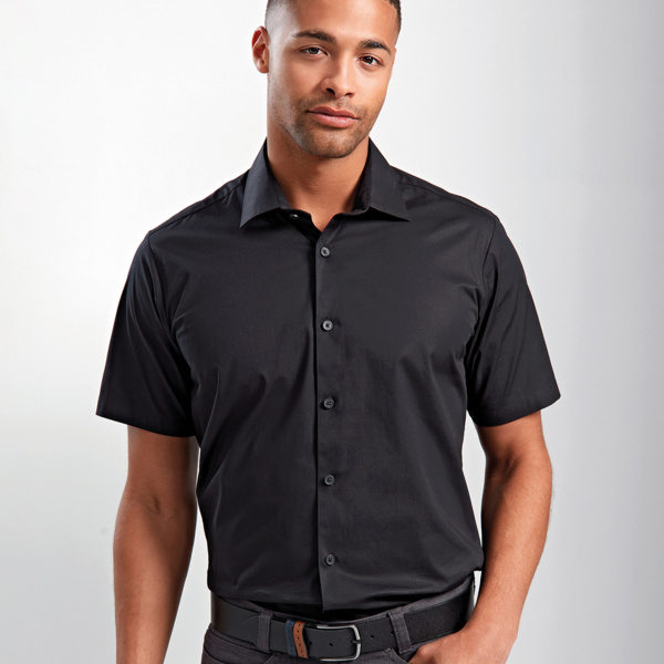 Stretch fit cotton poplin short sleeve shirt Thumbnail