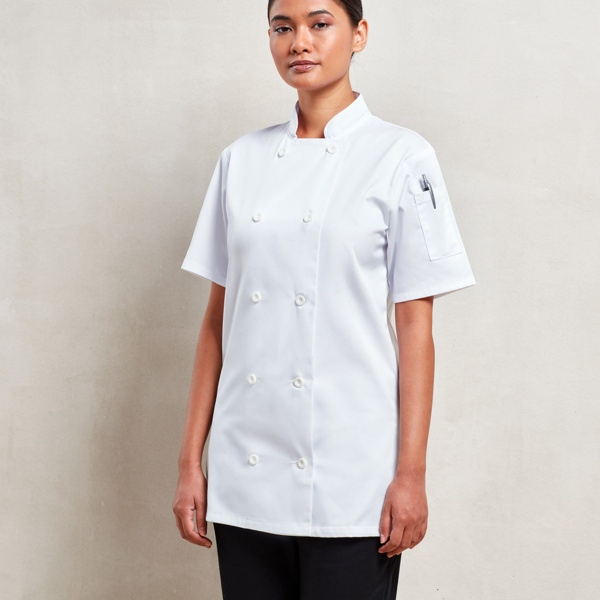 Women's short sleeve chef's jacket Thumbnail