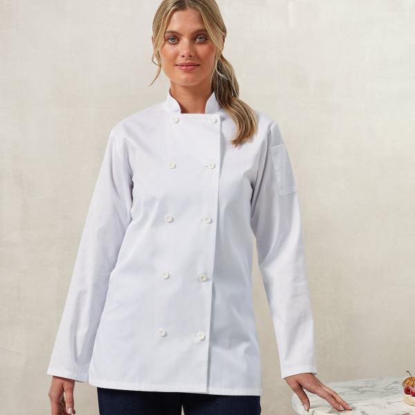 Women's long sleeve chef's jacket Thumbnail